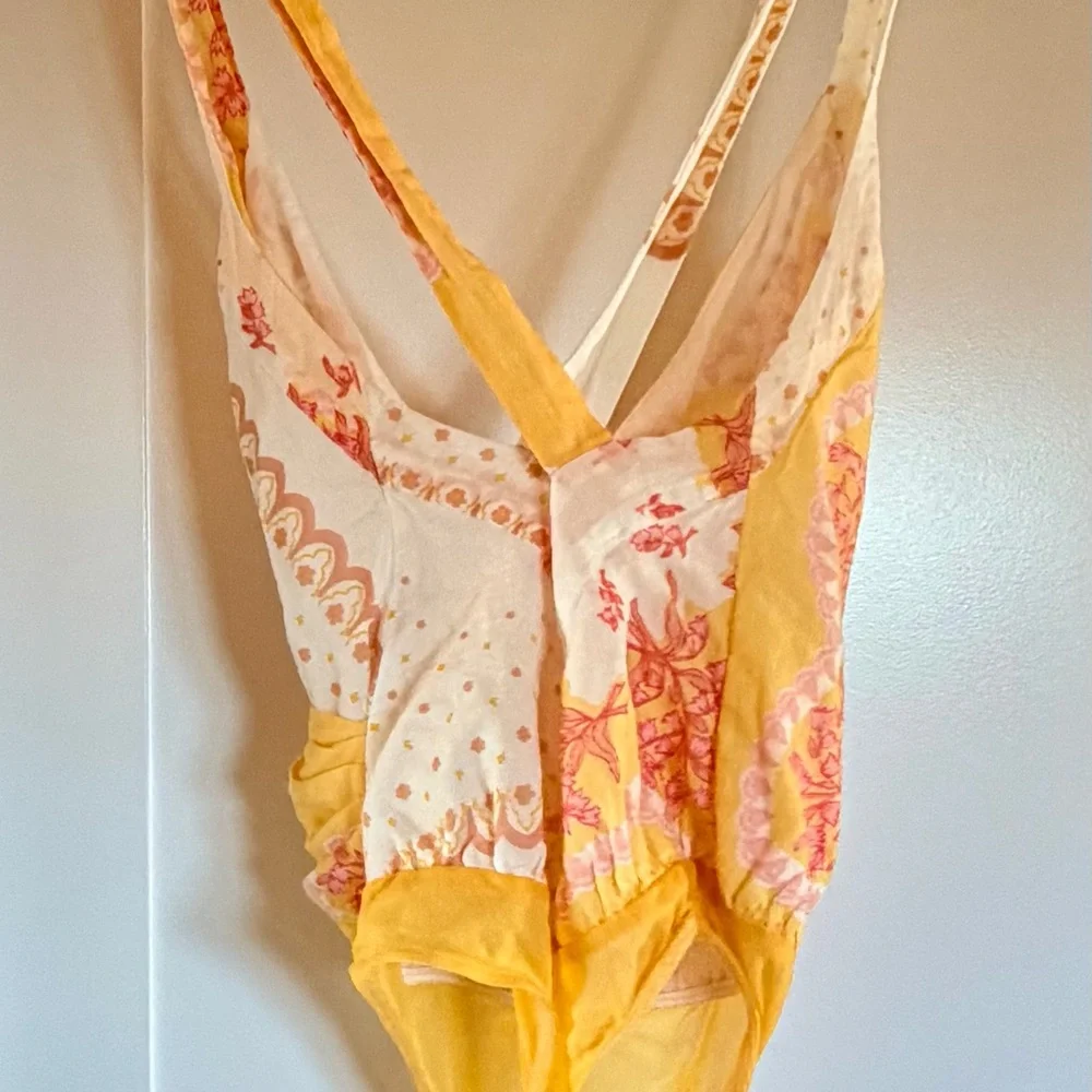 Free People Sweet Thing Mixed Print Bodysuit Marigold Combo Small NWOT - Picture 4 of 7